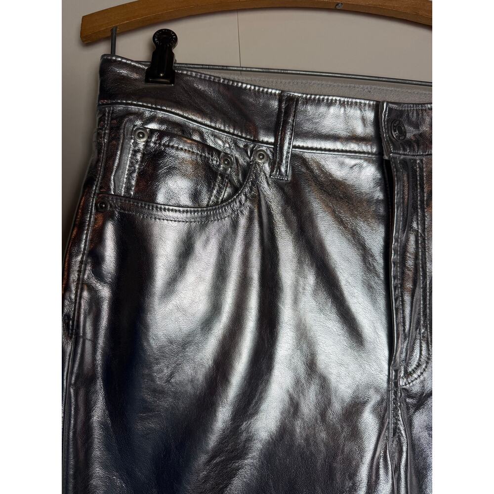 Gap Cheeky Straight High Rise Metallic Silver Pants Size 30 / 10R - Picture 3 of 5